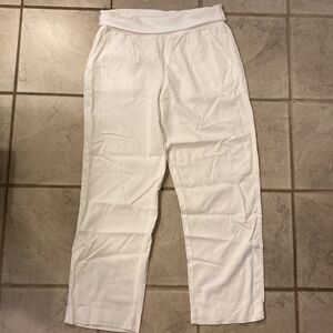 NWT Sonoma 14 Straight Mid Rise Leg Pants Cowl Elastic Waist